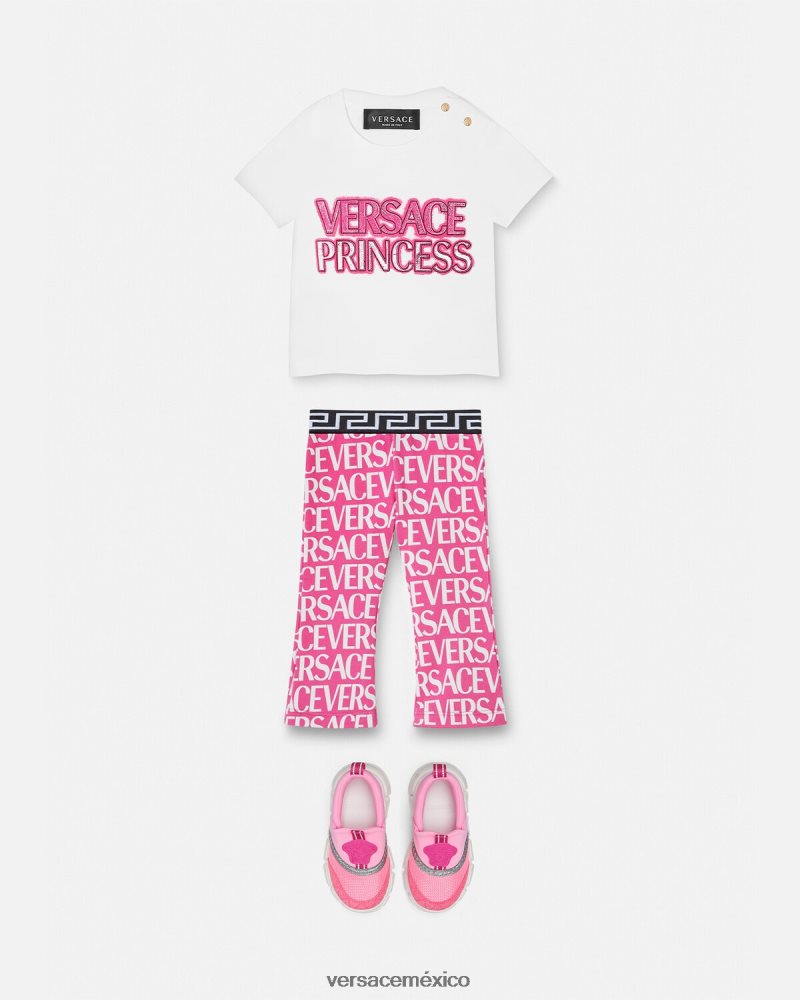 Versace pantalones deportivos para bebé rosa y estampado ropa niños 84626J1873