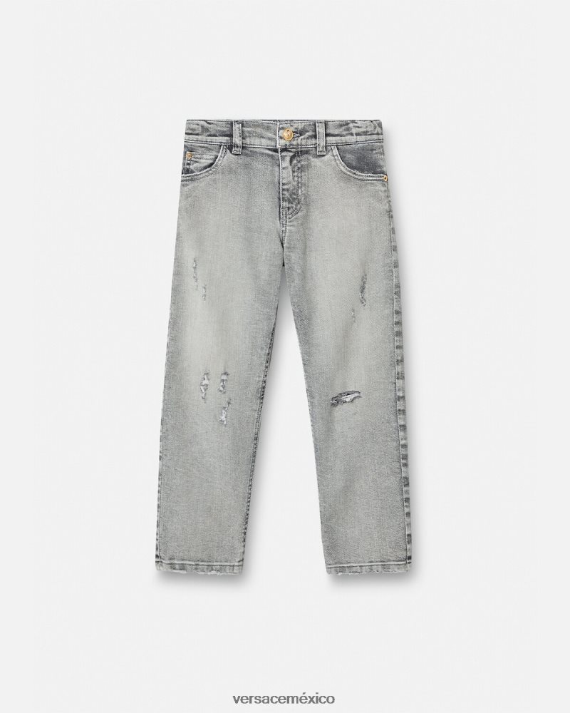Versace jeans desgastados con medusa gris ropa niños 84626J2135