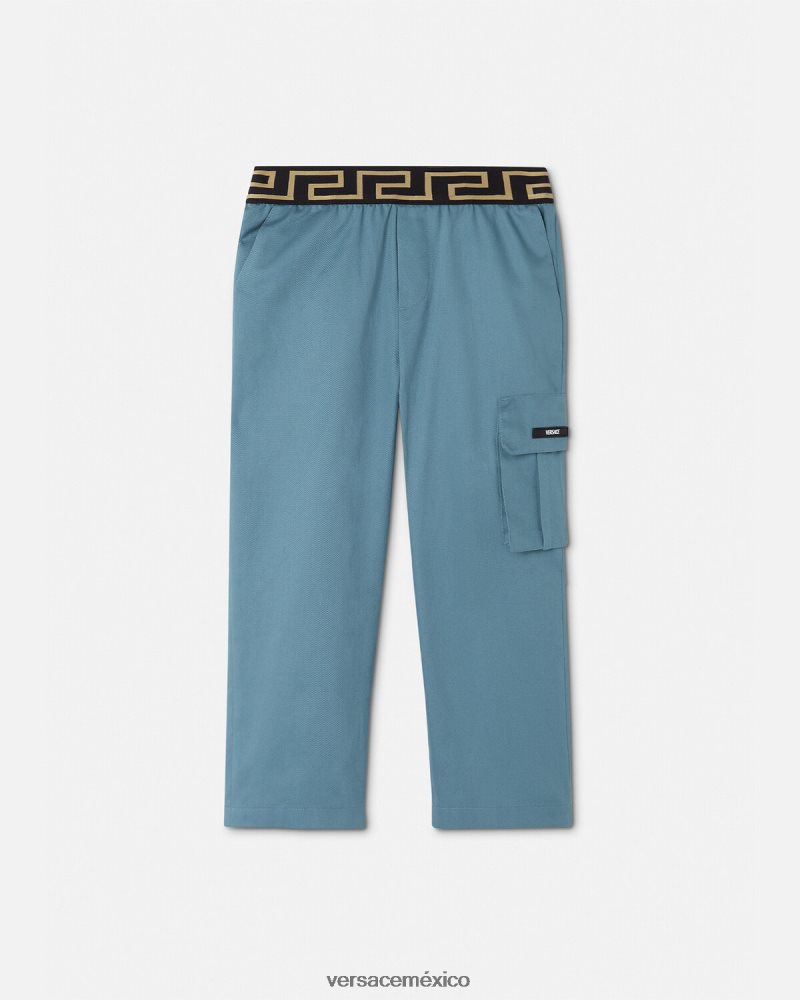 Versace pantalones con grecas azul ropa niños 84626J2093