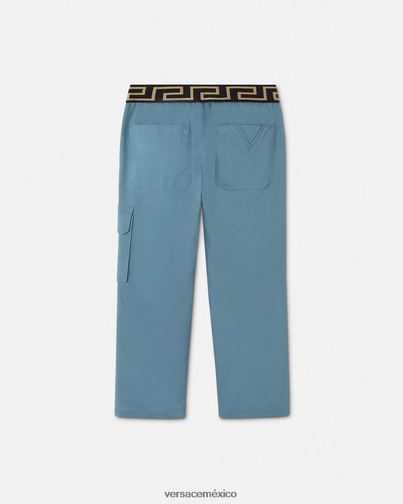 Versace pantalones con grecas azul ropa niños 84626J2093