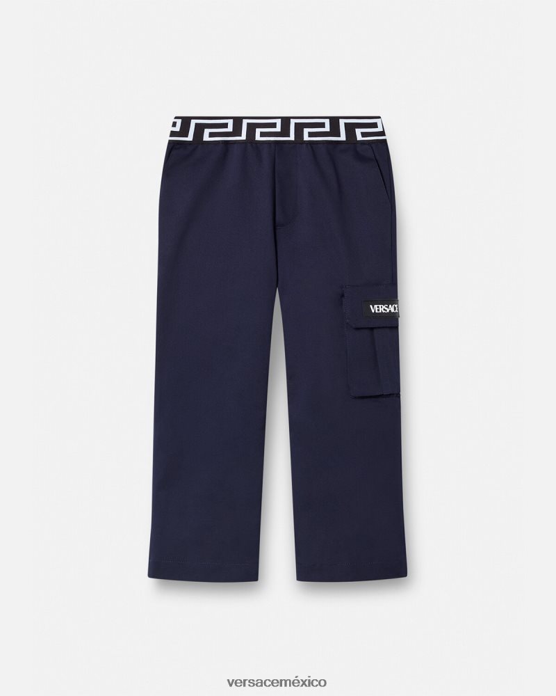 Versace pantalones con grecas azul ropa niños 84626J2101