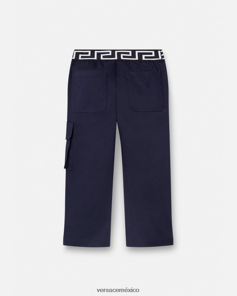 Versace pantalones con grecas azul ropa niños 84626J2101
