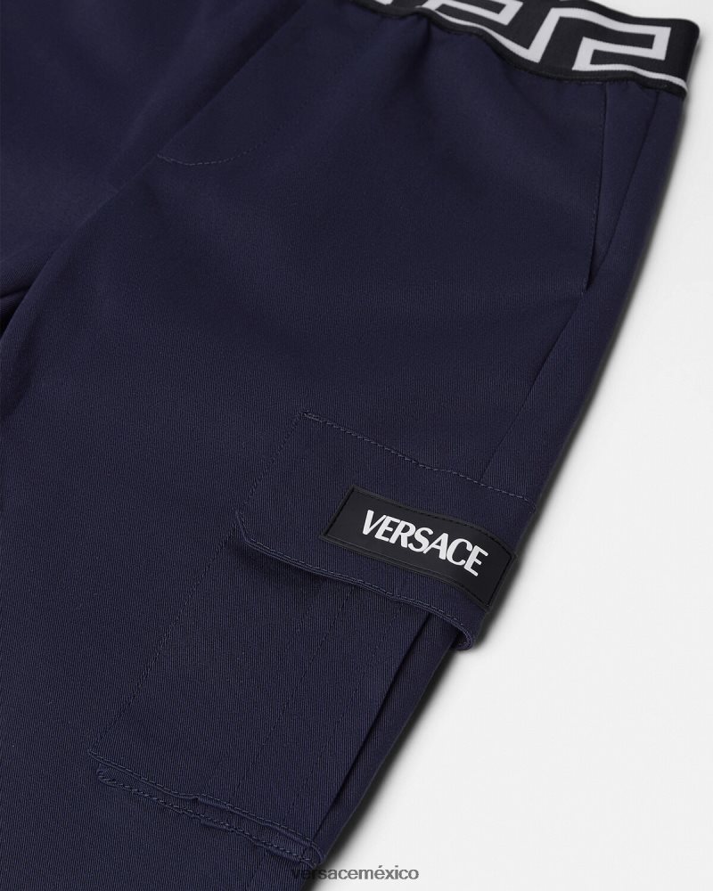 Versace pantalones con grecas azul ropa niños 84626J2101