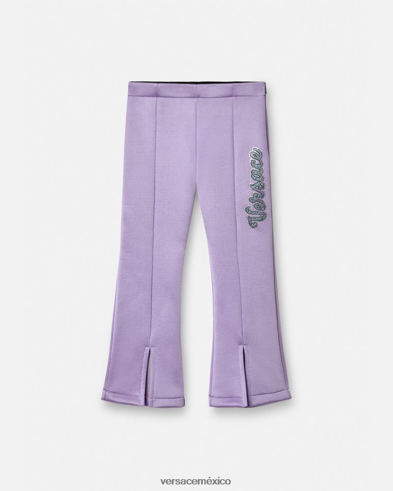 Versace pantalones con logo de cristal lila ropa niños 84626J2022