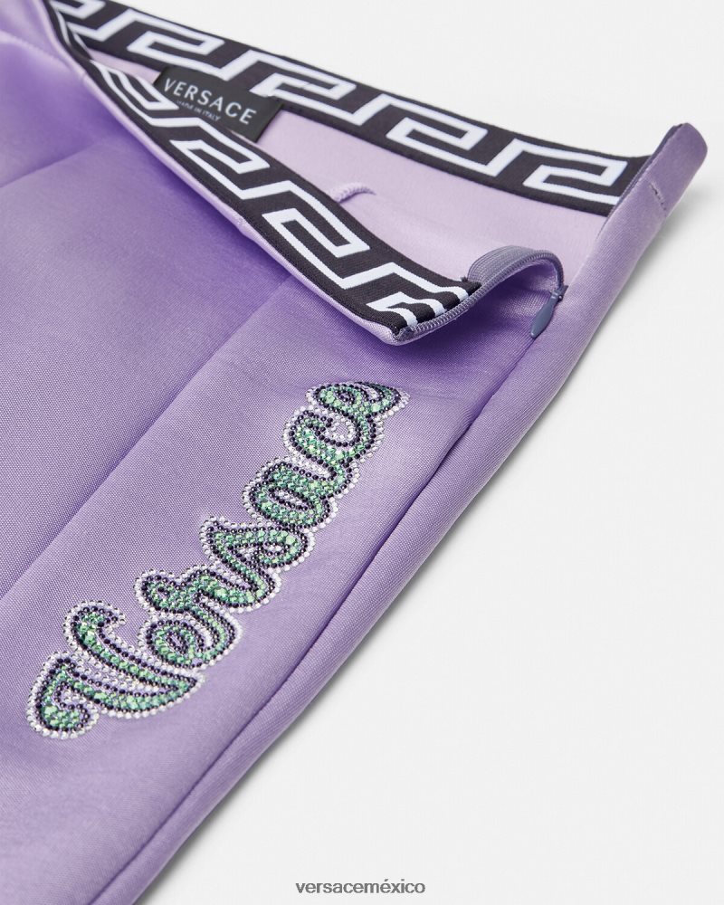 Versace pantalones con logo de cristal lila ropa niños 84626J2022