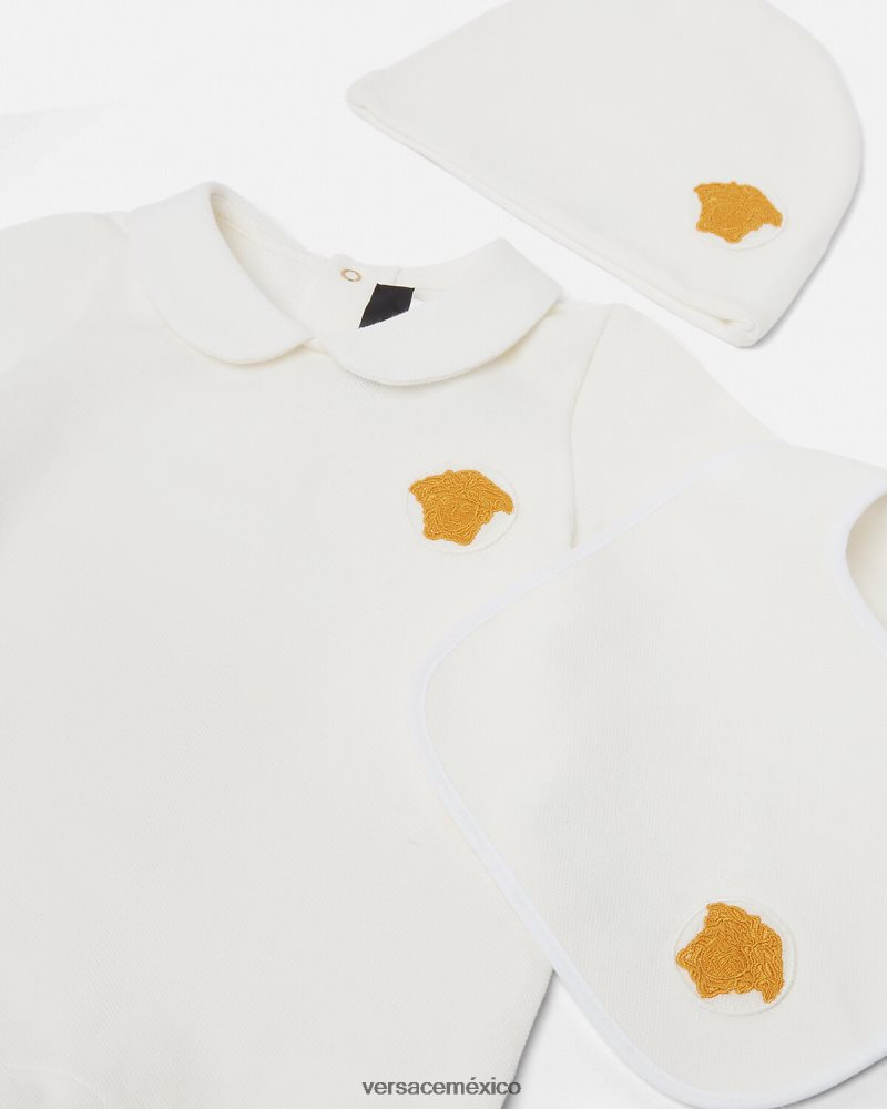 Versace conjunto de pijama de bebé con medusa Oro blanco ropa niños 84626J1835