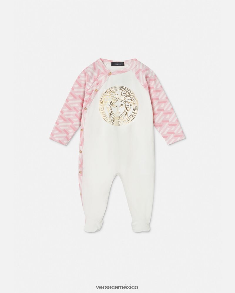 Versace pelele de bebé con medusa la greca rosa y blanco ropa niños 84626J1831