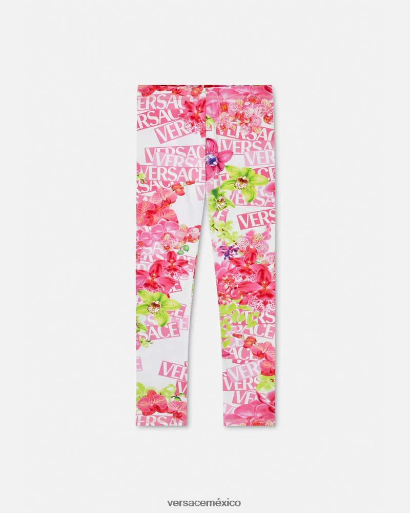Versace leggins con logo y orquídeas blanco y estampado ropa niños 84626J1974