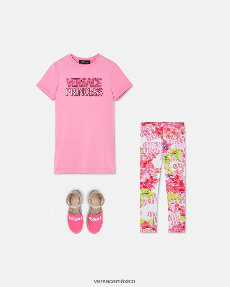 Versace leggins con logo y orquídeas blanco y estampado ropa niños 84626J1974