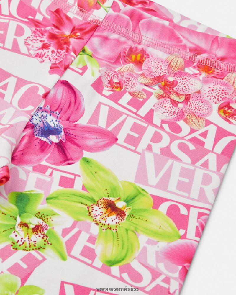 Versace leggins con logo y orquídeas blanco y estampado ropa niños 84626J1974