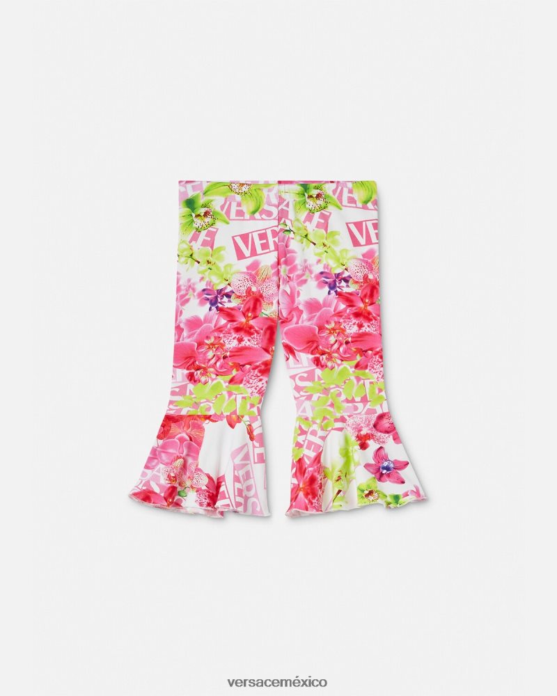 Versace leggins de bebé con logo y orquídeas blanco y estampado ropa niños 84626J1869