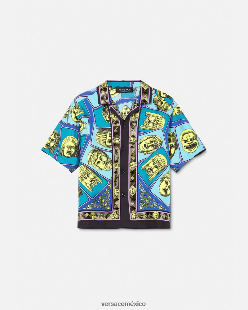 Versace camisa de seda le maschere imprimir ropa niños 84626J2123