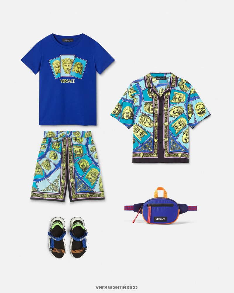 Versace camisa de seda le maschere imprimir ropa niños 84626J2123