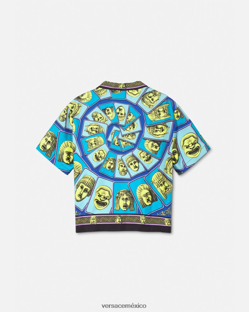 Versace camisa de seda le maschere imprimir ropa niños 84626J2123