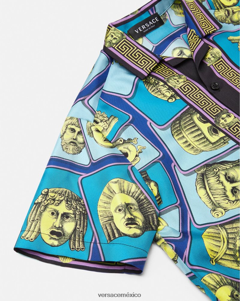 Versace camisa de seda le maschere imprimir ropa niños 84626J2123