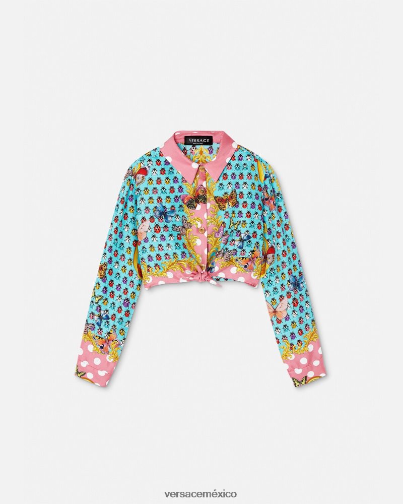 Versace camisa de seda mariposas imprimir ropa niños 84626J1940