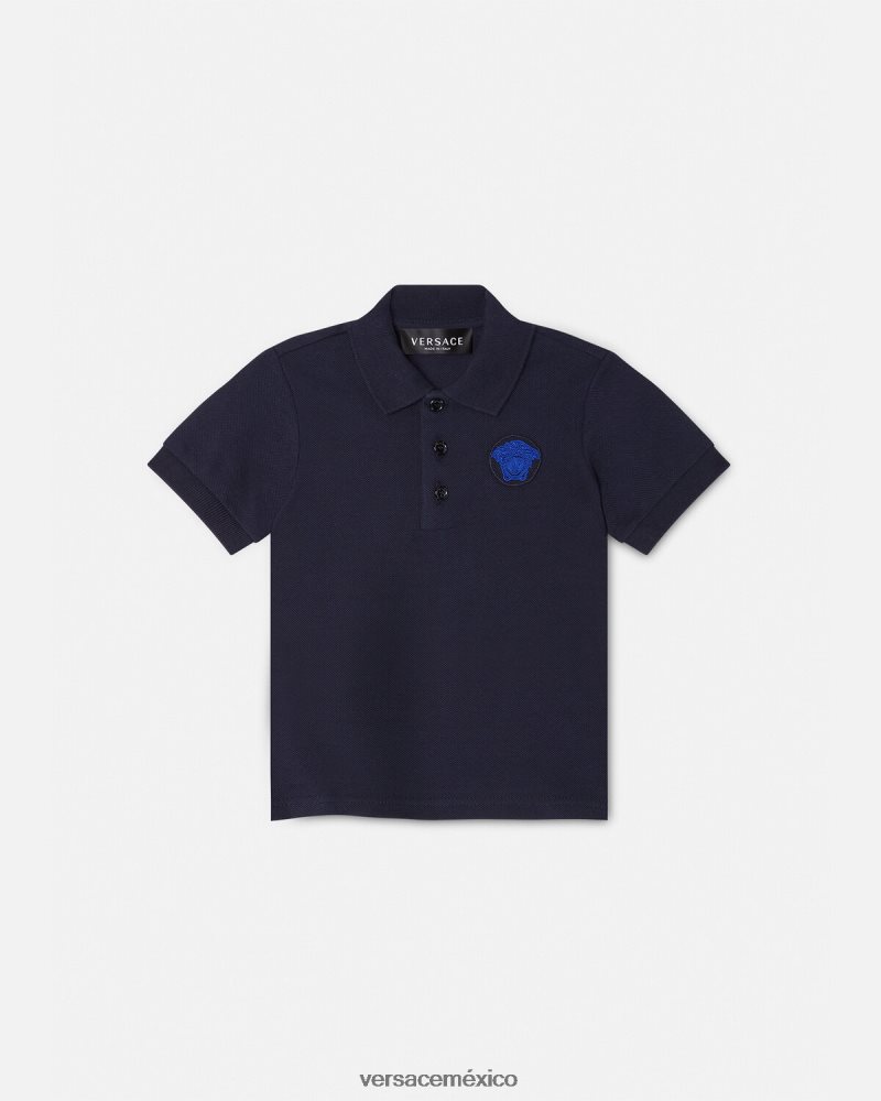 Versace playera tipo polo con bordado de Medusa para bebé azul negro ropa niños 84626J1891
