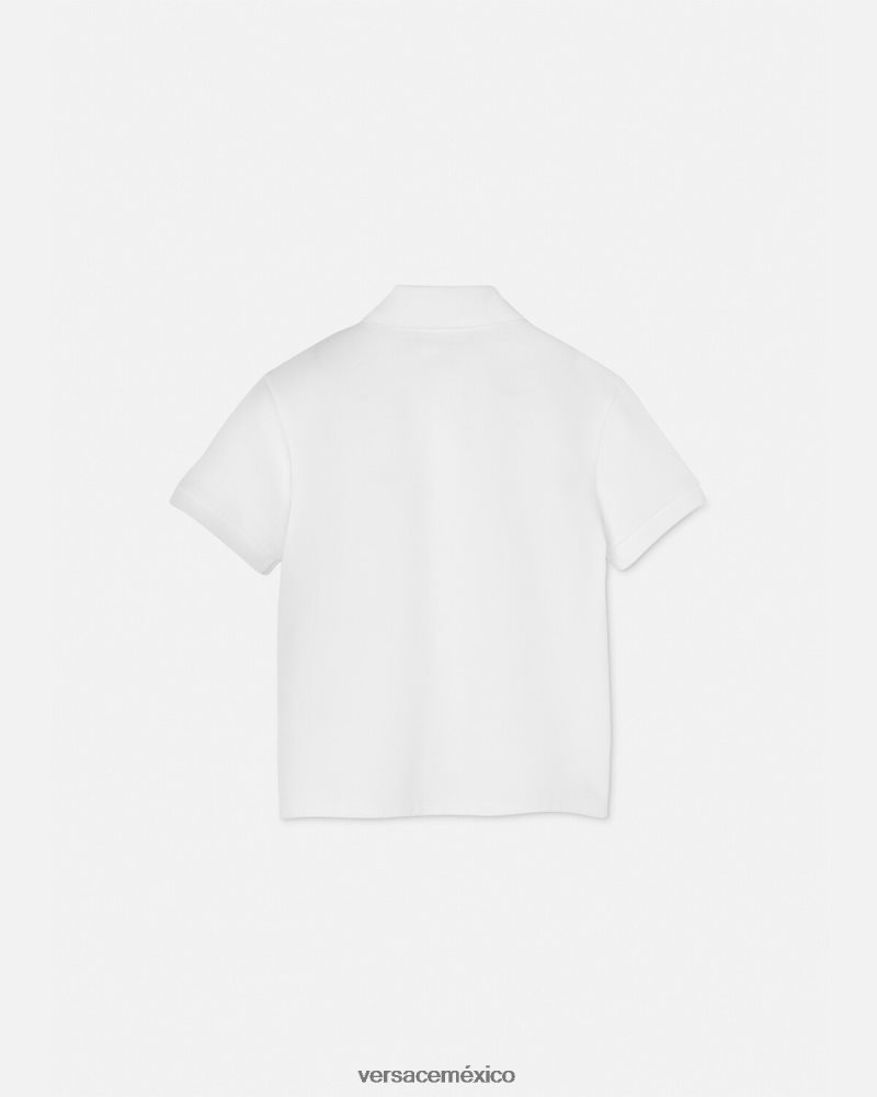 Versace playera tipo polo con logo Oro blanco ropa niños 84626J2082