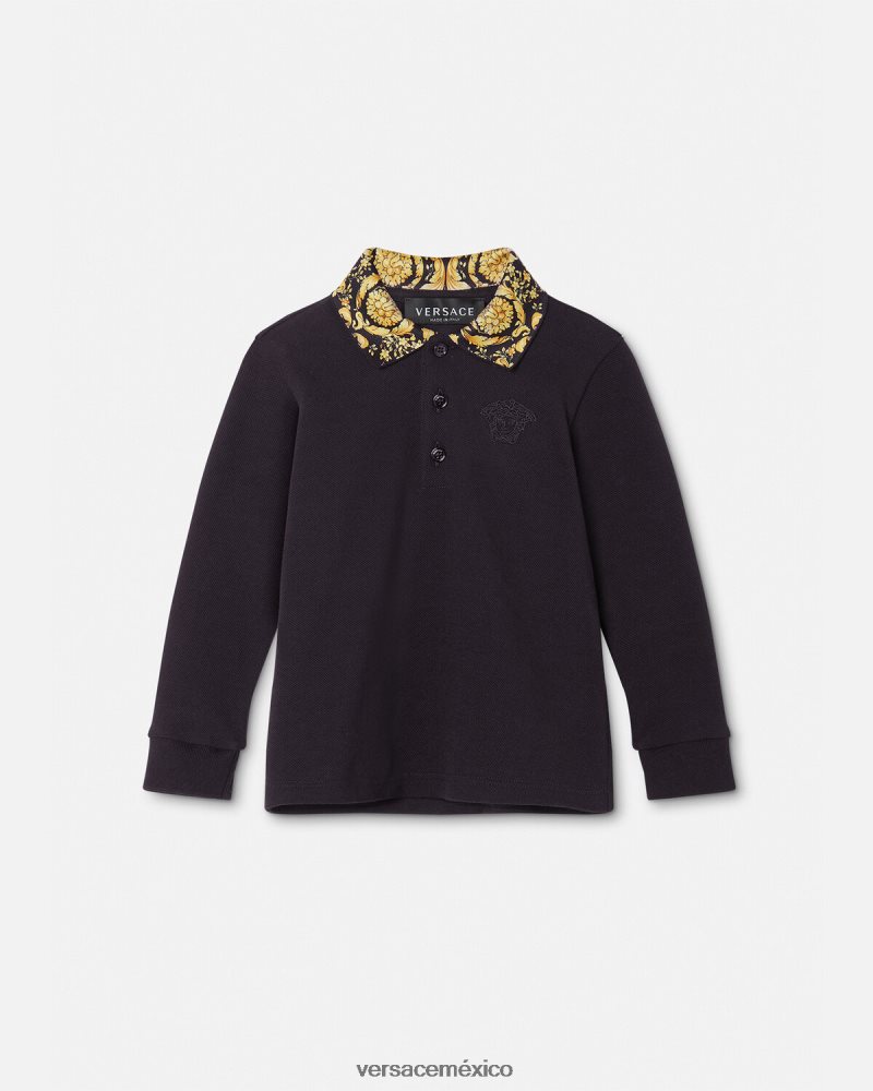 Versace polo de bebé barroco negro ropa niños 84626J1902