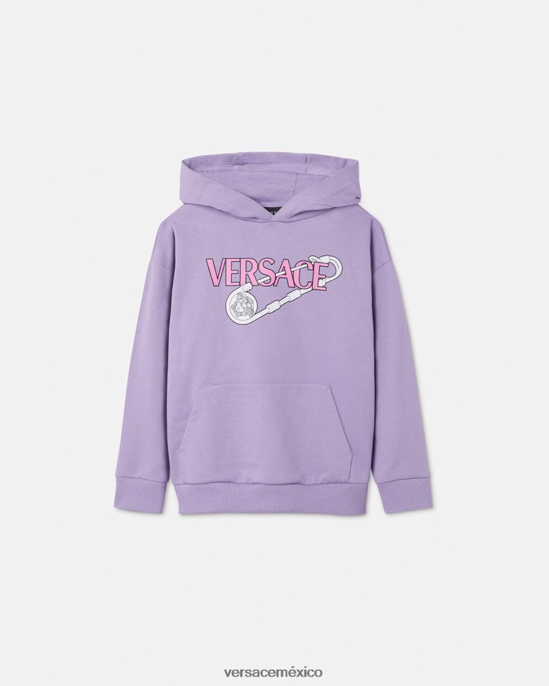 Versace sudadera con capucha con imperdible lila ropa niños 84626J2009