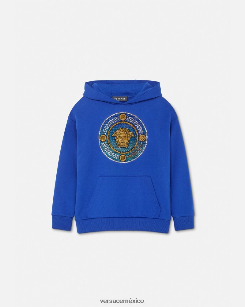 Versace sudadera con capucha de medusa de cristal azul real ropa niños 84626J2129