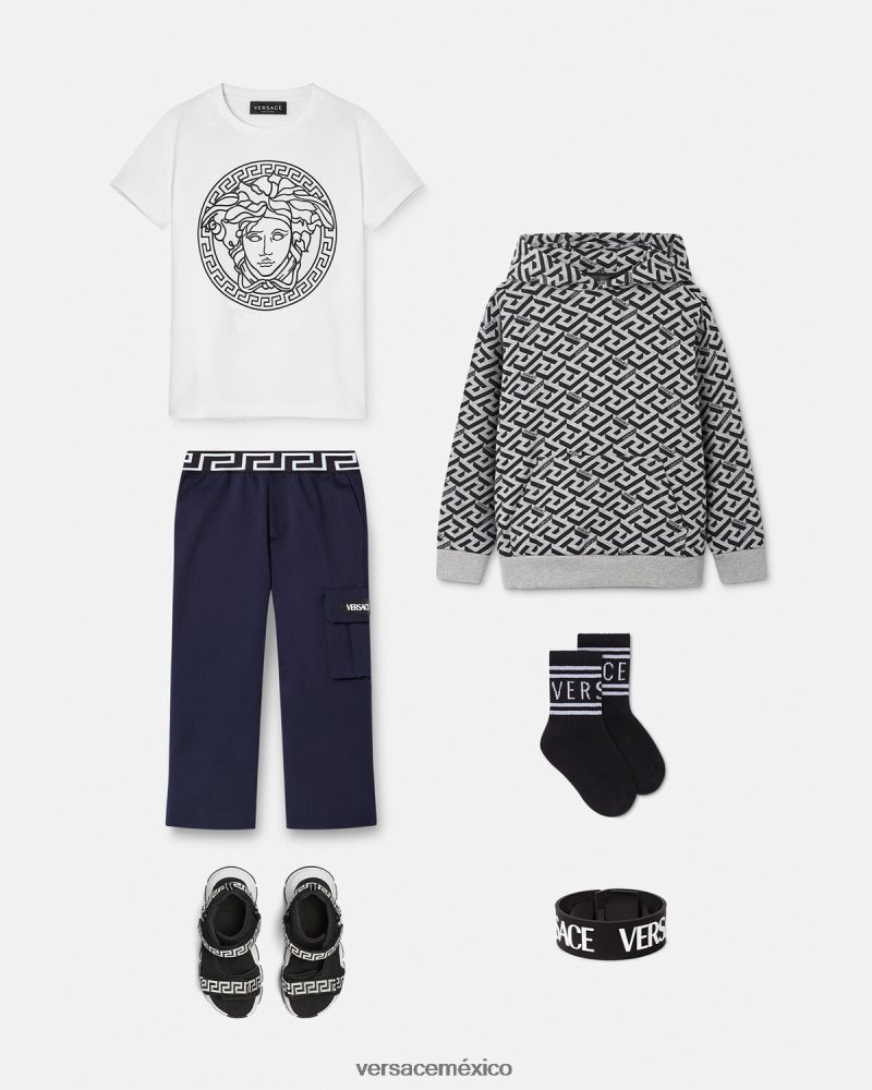 Versace sudadera con capucha la greca gris y estampado ropa niños 84626J2118