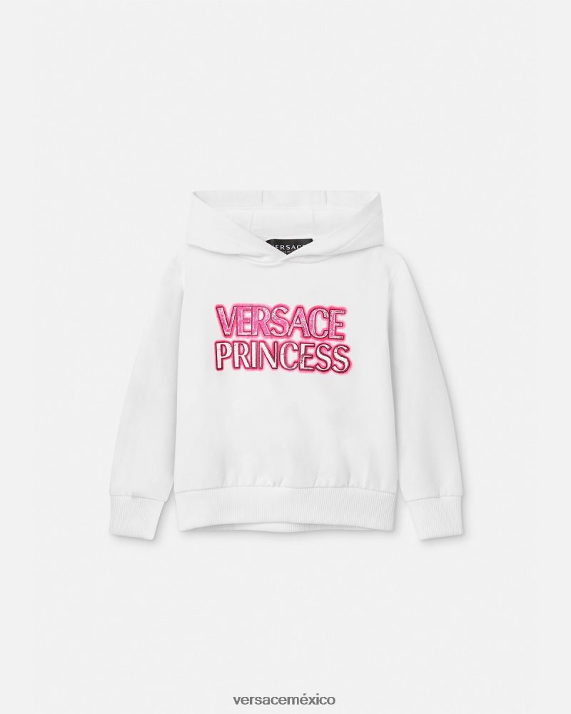 Versace sudadera con capucha para bebé con logo "princesa" blanco ropa niños 84626J1868