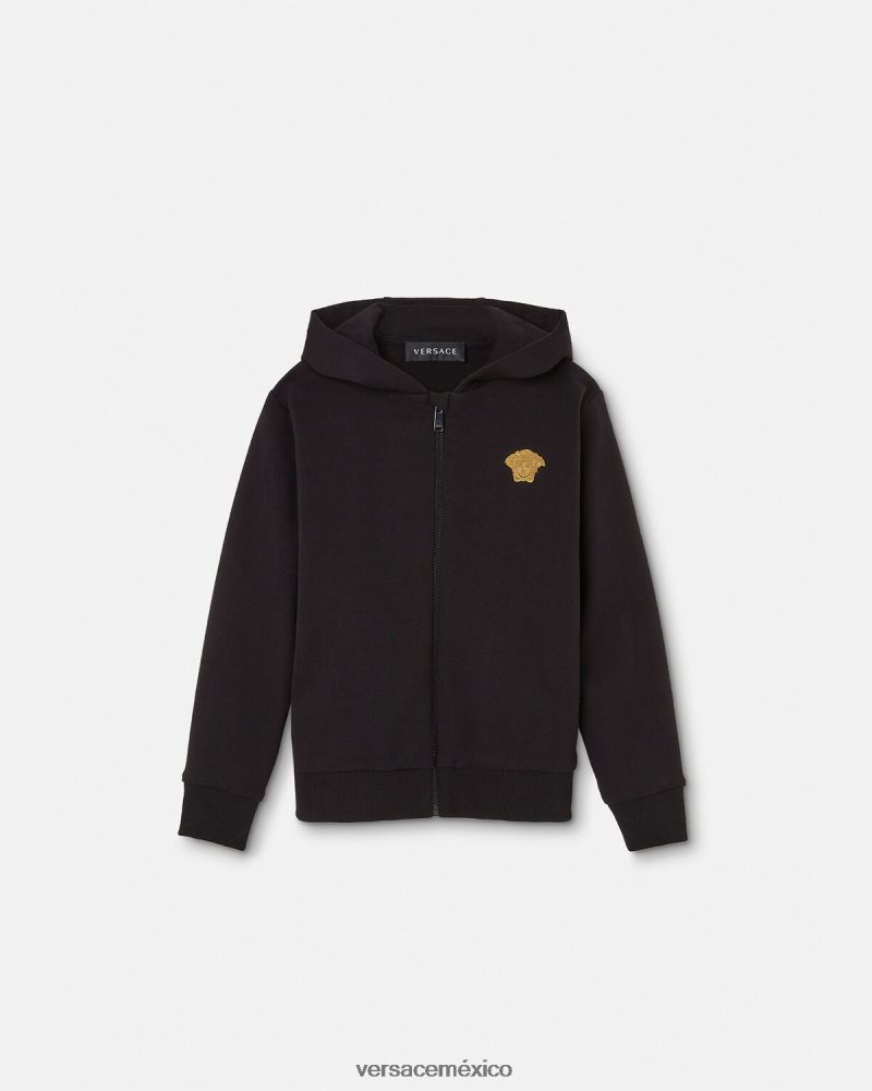 Versace sudadera con capucha y cremallera con medusa negro ropa niños 84626J1965
