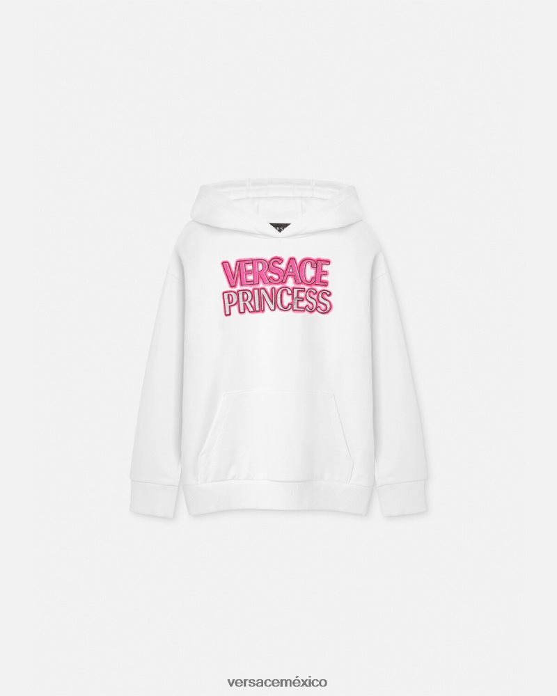 Versace sudadera con capucha y logo "princesa" blanco ropa niños 84626J1973
