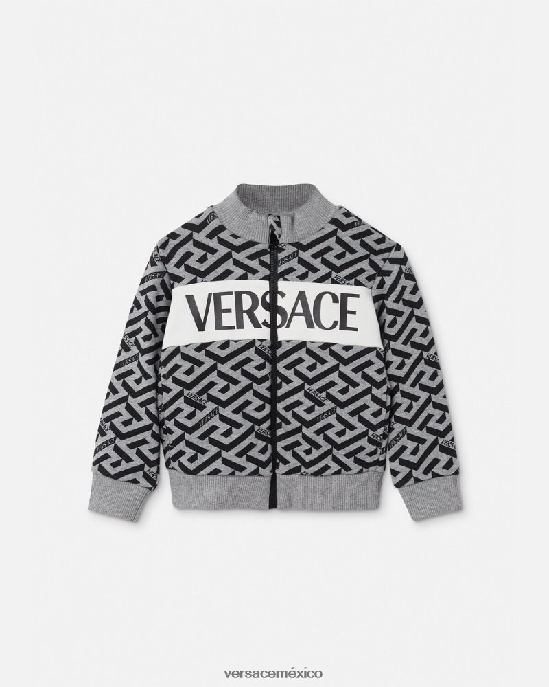 Versace sudadera con cremallera para bebé la greca gris y estampado ropa niños 84626J1909