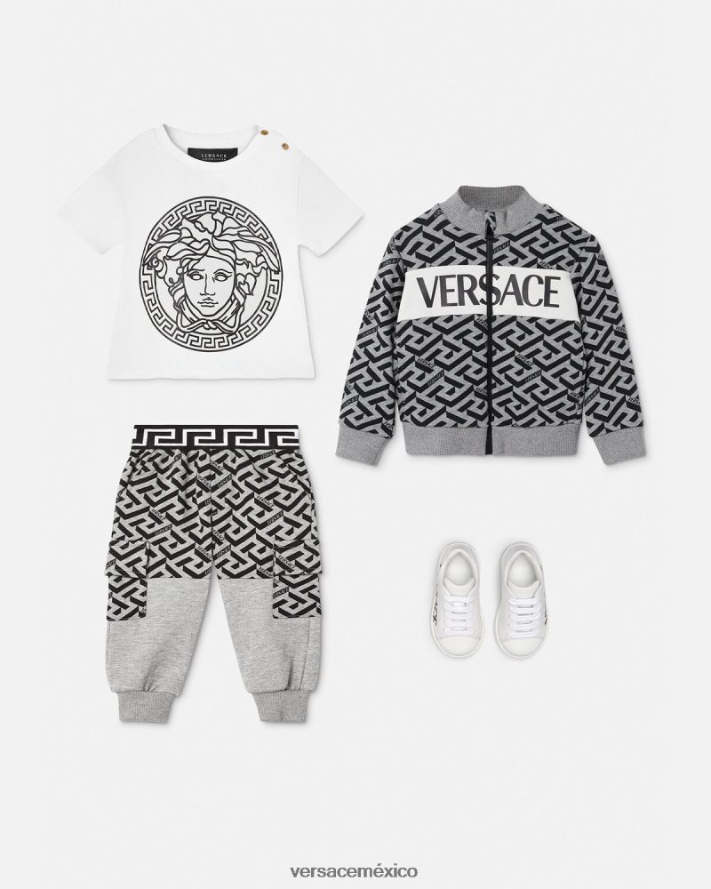 Versace sudadera con cremallera para bebé la greca gris y estampado ropa niños 84626J1909