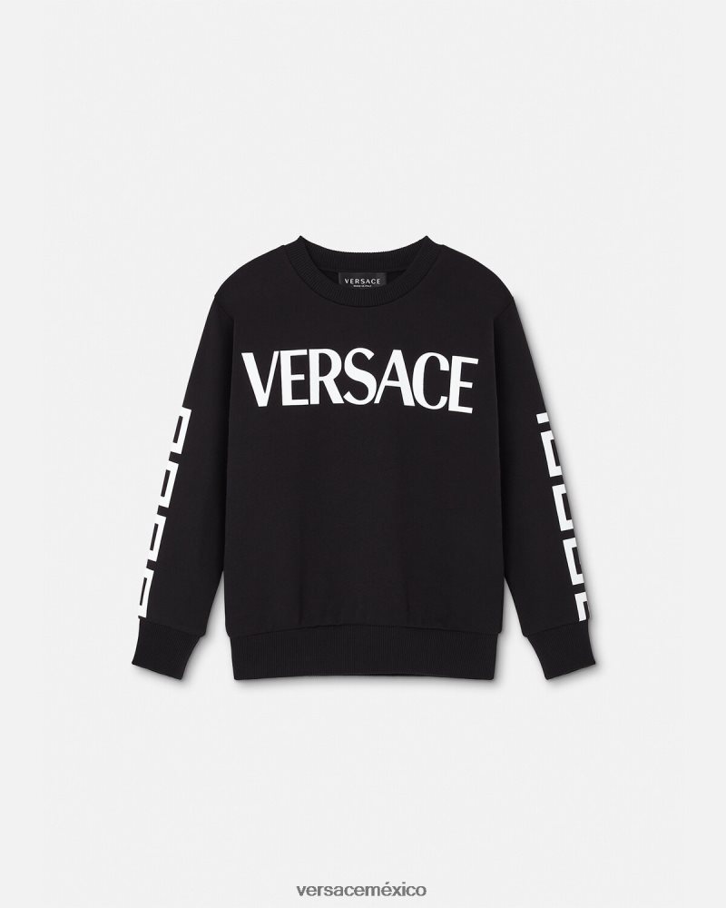 Versace sudadera con grecas negro ropa niños 84626J2106