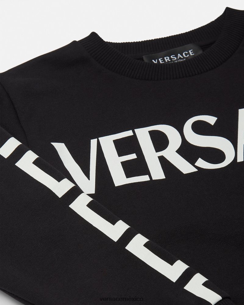 Versace sudadera con grecas negro ropa niños 84626J2106