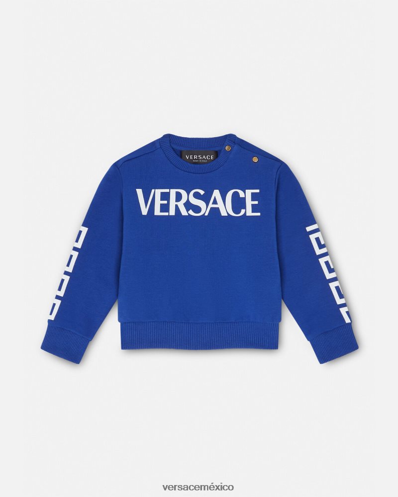 Versace sudadera con logo para bebé azul ropa niños 84626J1888