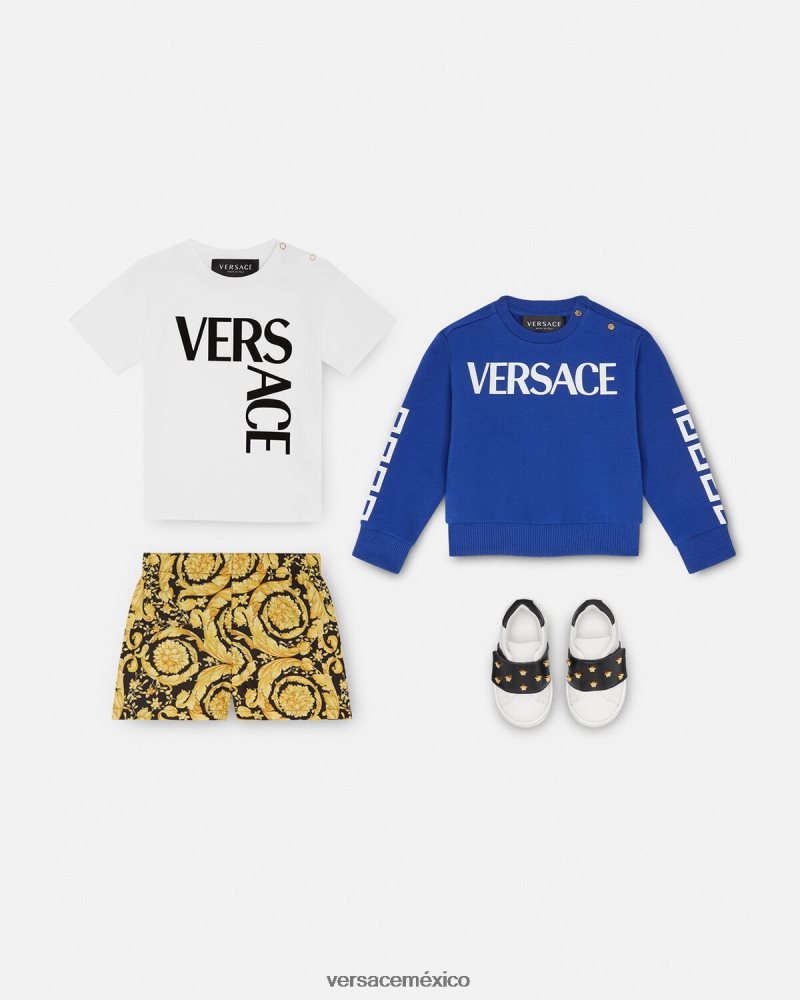 Versace sudadera con logo para bebé azul ropa niños 84626J1888