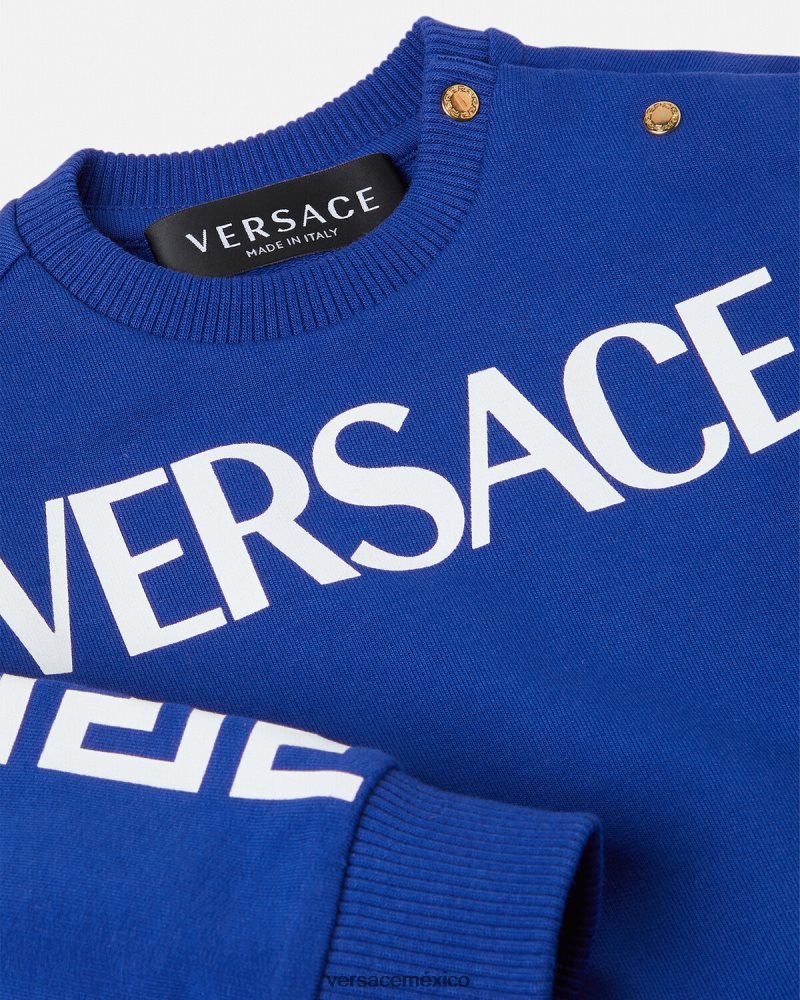 Versace sudadera con logo para bebé azul ropa niños 84626J1888