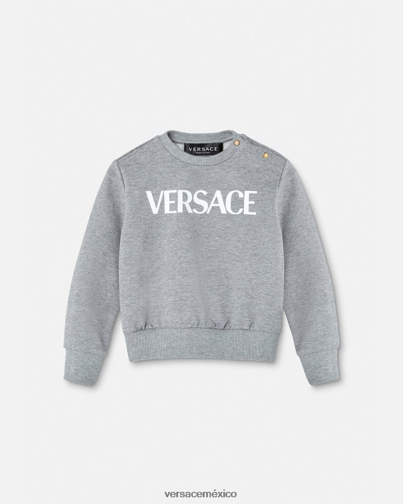 Versace sudadera con logo para bebé gris ropa niños 84626J1856