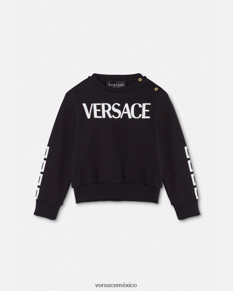 Versace sudadera con logo para bebé negro ropa niños 84626J1905