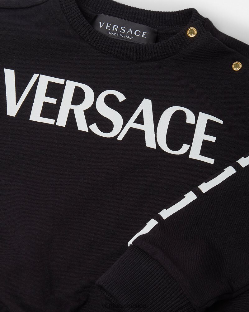 Versace sudadera con logo para bebé negro ropa niños 84626J1905