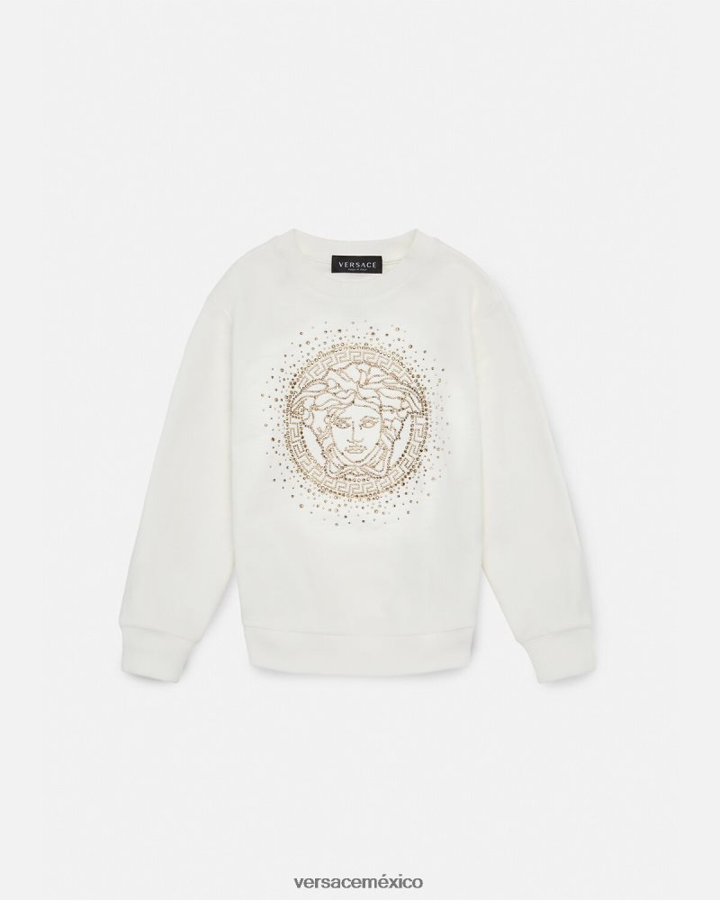 Versace sudadera con medusa de cristal blanco ropa niños 84626J1963