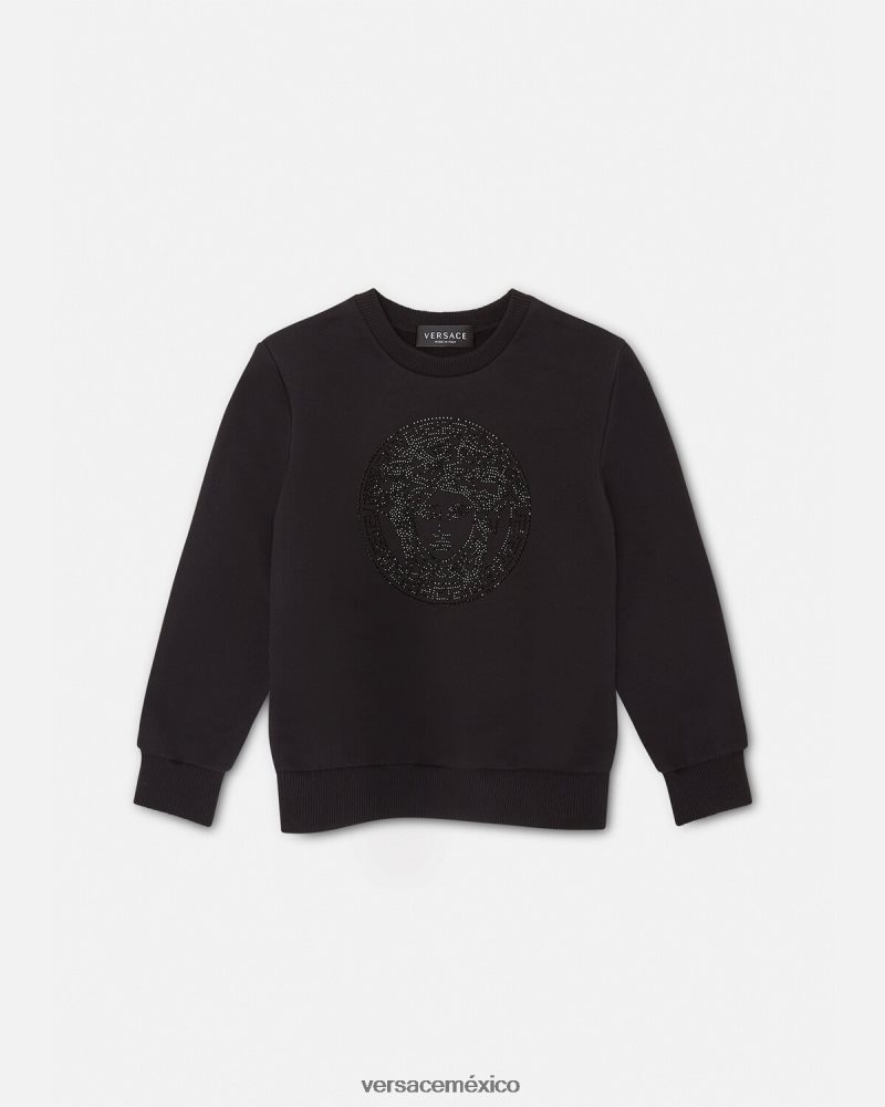 Versace sudadera con medusa de cristal negro ropa niños 84626J1998