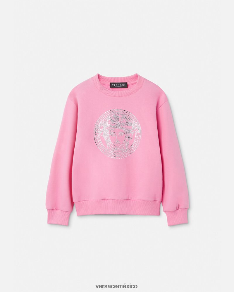Versace sudadera con medusa de cristal rosa ropa niños 84626J2001