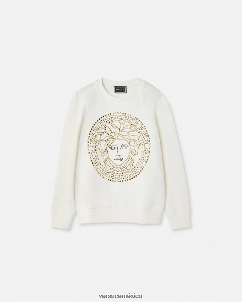 Versace sudadera con tachuelas y Medusa blanco ropa niños 84626J1962