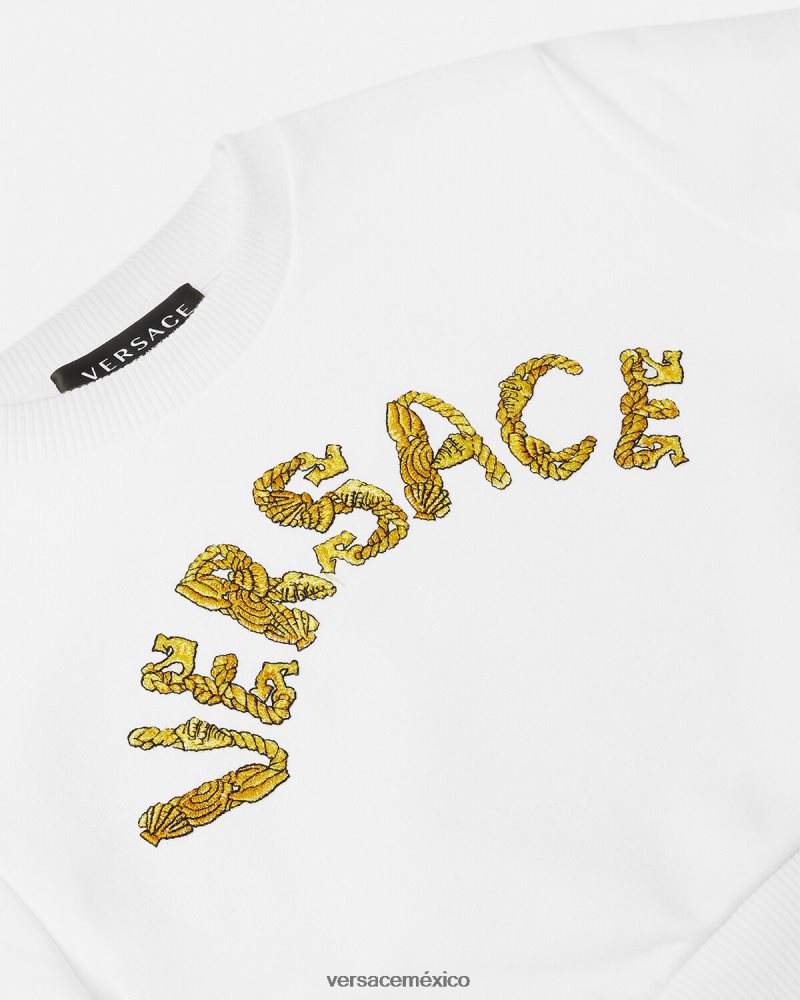 Versace sudadera corta con logo Oro blanco ropa niños 84626J1935