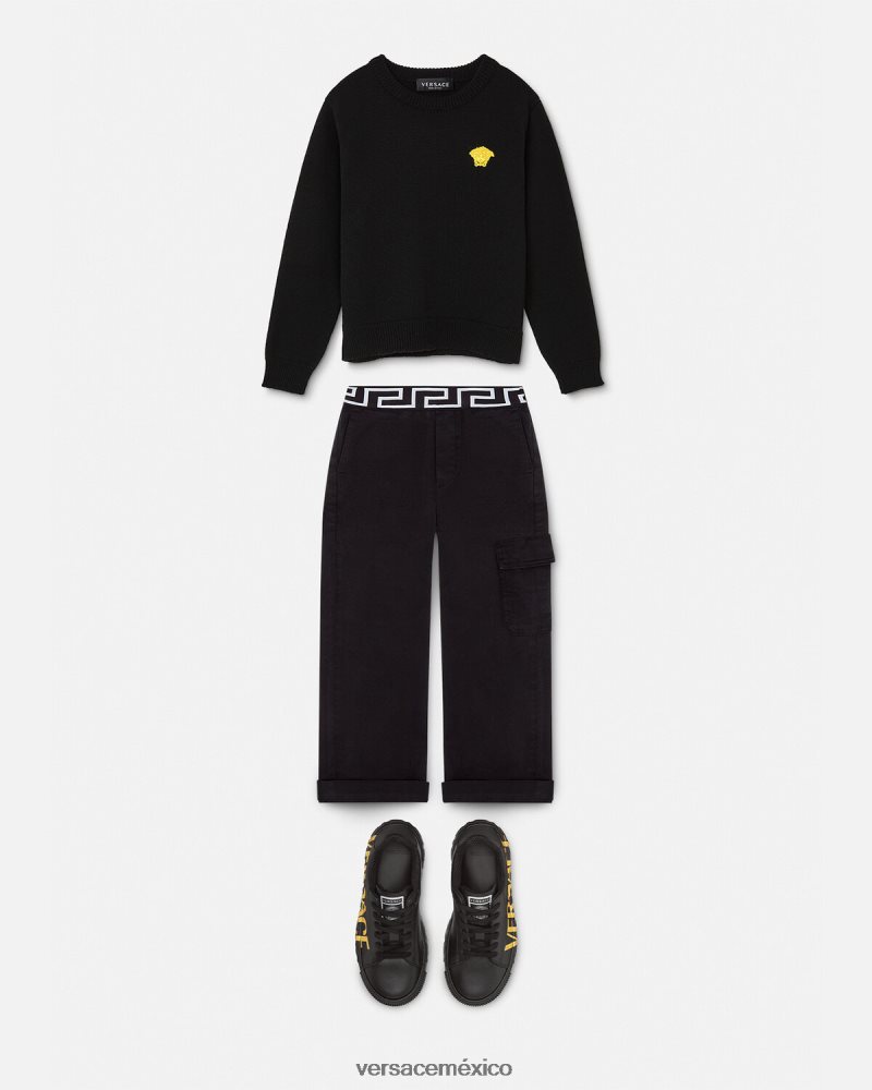 Versace suéter con bordado de Medusa negro ropa niños 84626J2103