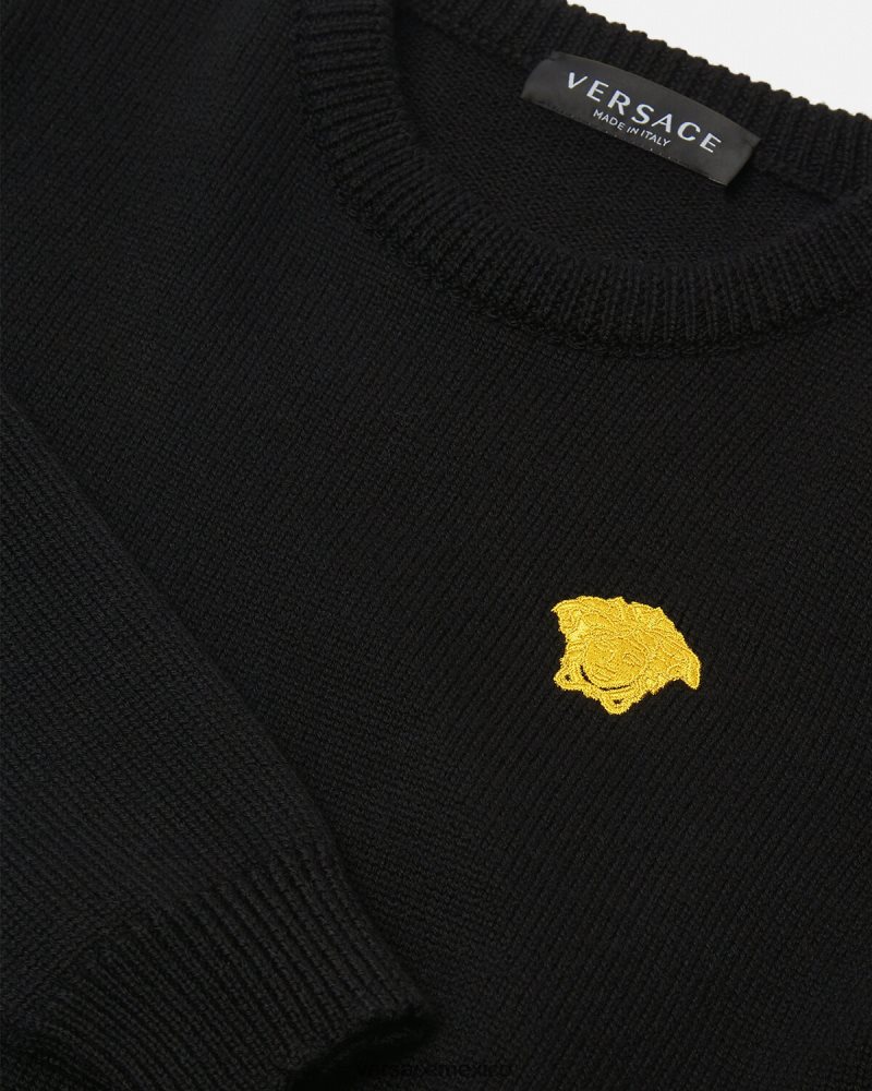 Versace suéter con bordado de Medusa negro ropa niños 84626J2103