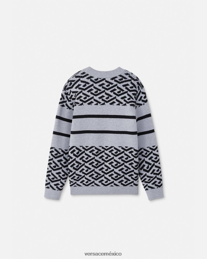 Versace suéter con medusa y greca gris ropa niños 84626J1994
