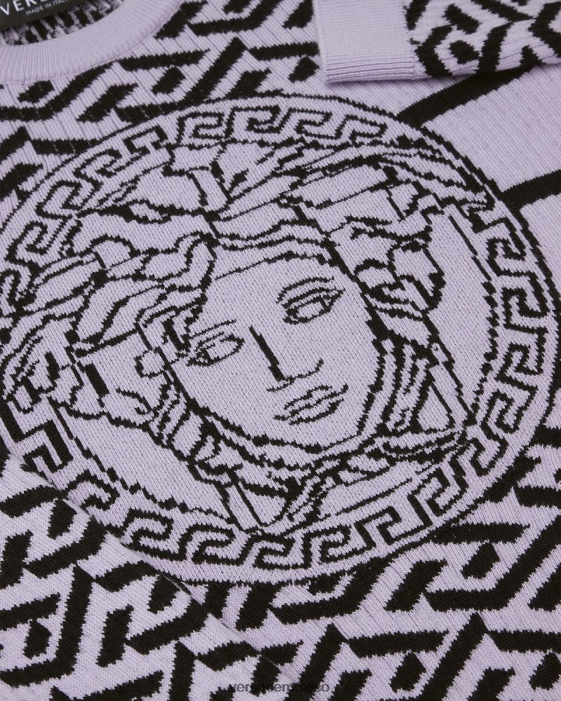 Versace suéter con medusa y greca lila ropa niños 84626J1995