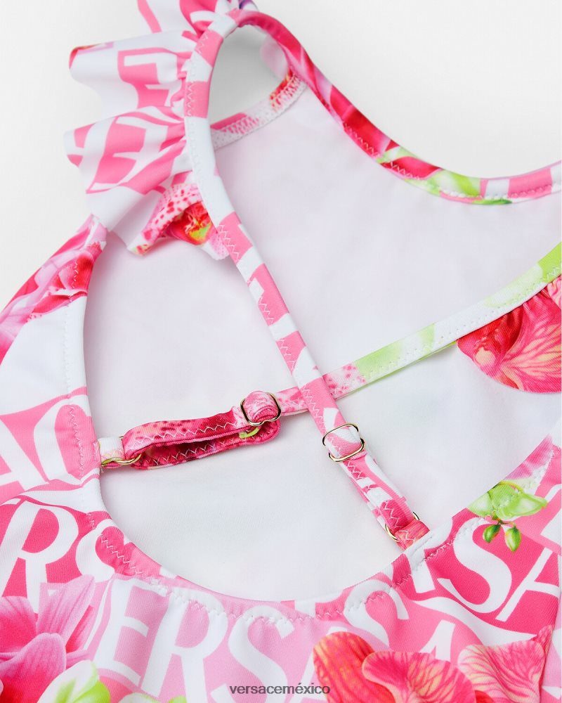 Versace bañador de bebé con logo y orquídeas blanco y estampado ropa niños 84626J1865