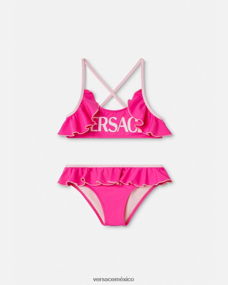 Versace conjunto de bikini con logo fucsia ropa niños 84626J2017